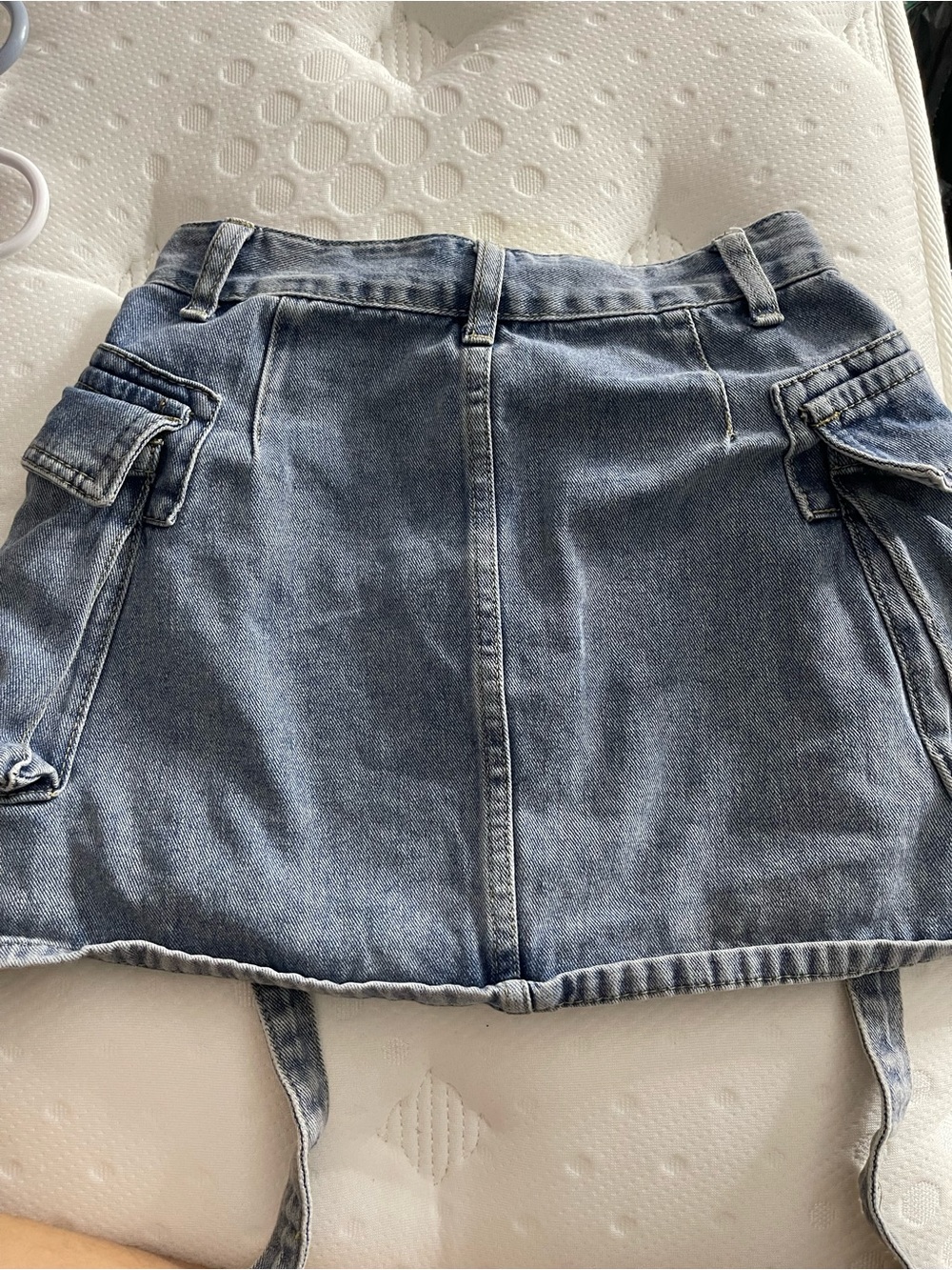 Denim Cargo Mini Skirt - Light Blue